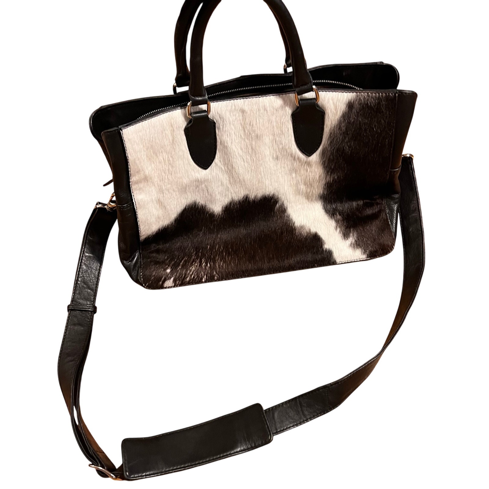 ili New York Cow Hide Ginuine Leather Shoulder Bag Purse Tote Crossbody Western