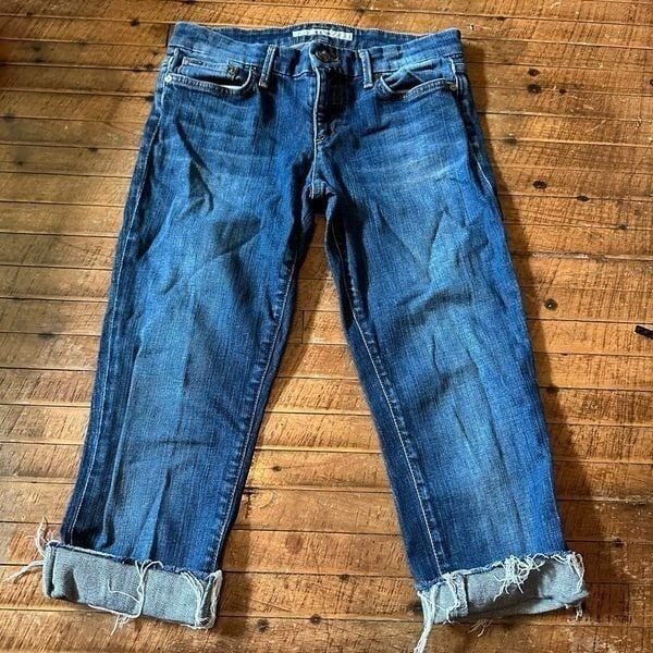 Joe’s cuffed luxe distressed designer cigarette cropped jeans