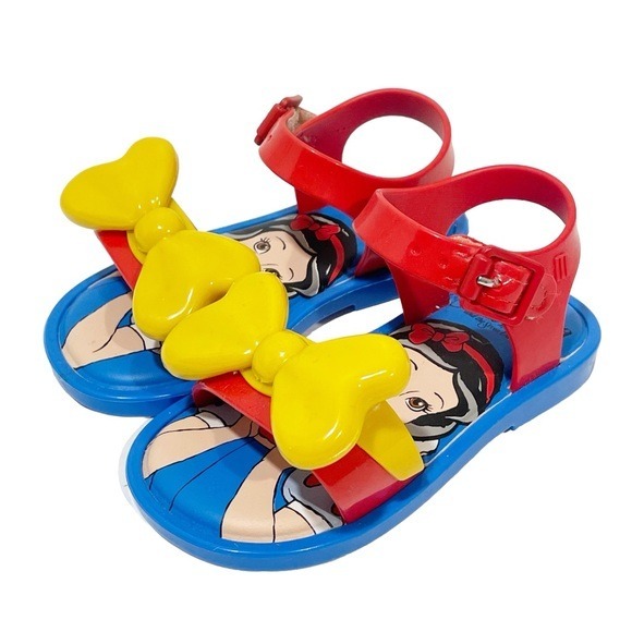 Mini Melissa Girls Size 7 Rubber Plastic Snow White Sandals Big Bow Disney