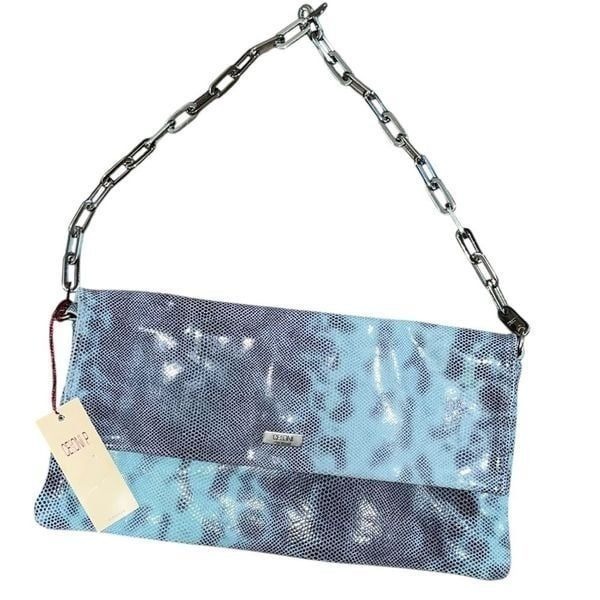 Cecconi Italian Leather Snakeskin Print Chain Purse