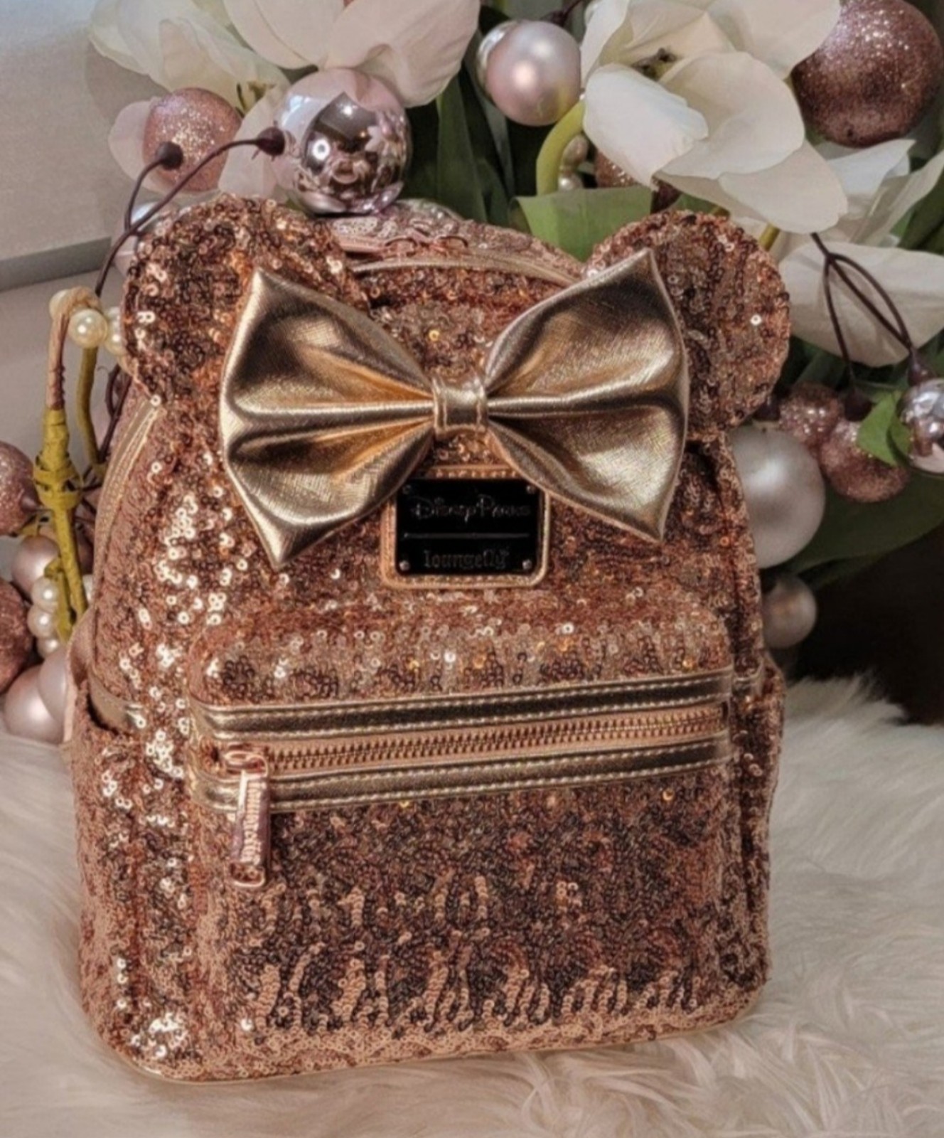 Rose Gold Loungefly Backpack Disney Brand new