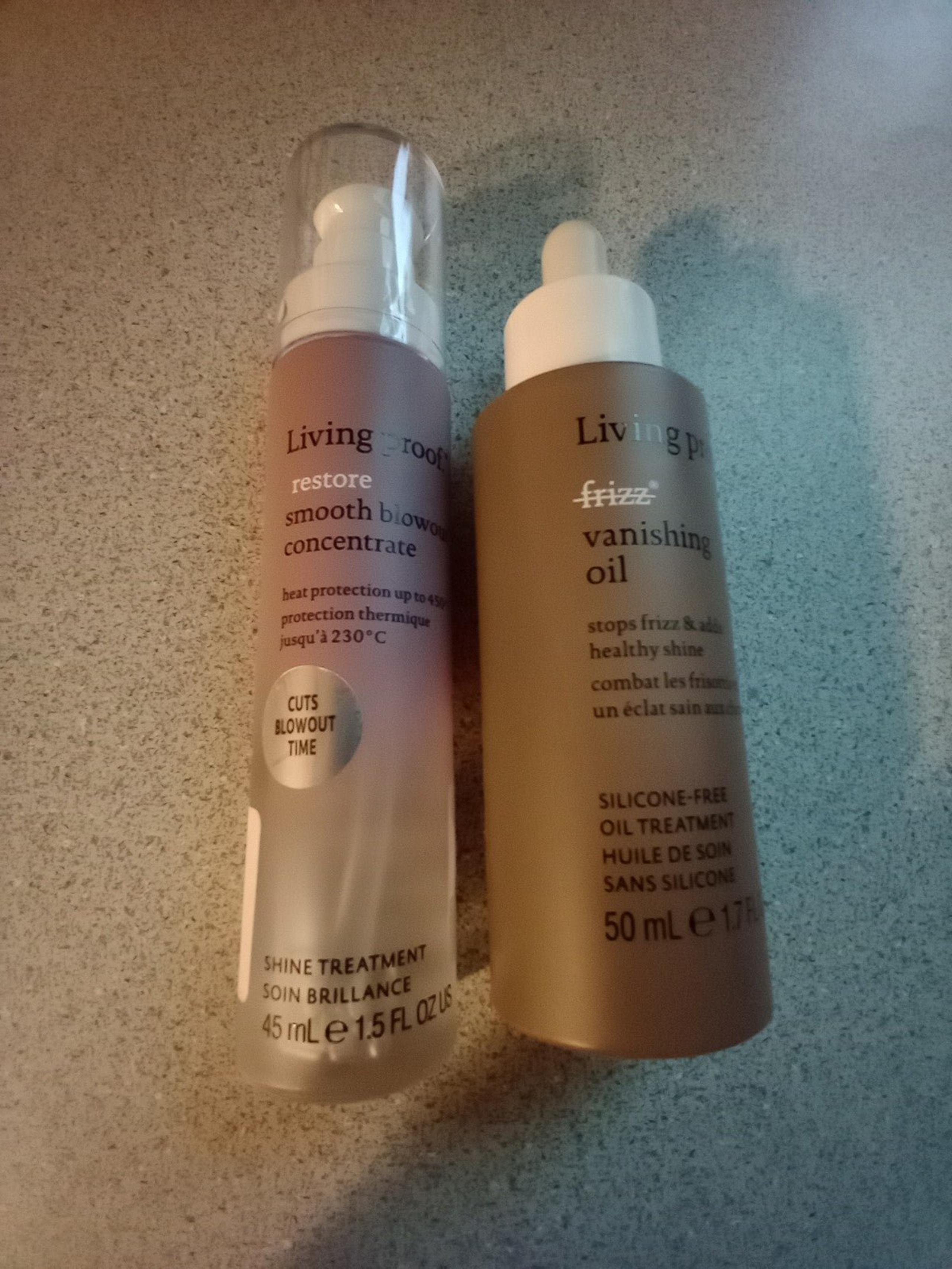 Living Proof No Frizz Vanishing Oil & Restore Smooth Blowout Concentrate!