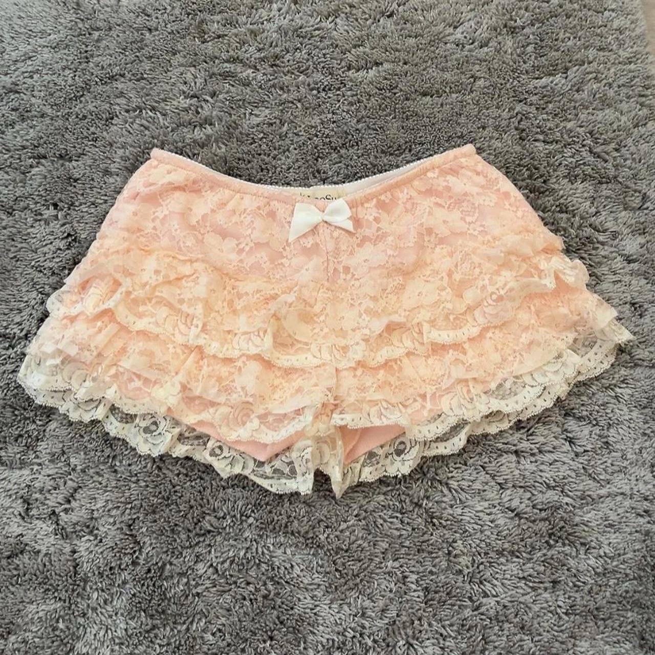 Vintage Baby Pink Layered Lace Ribbon Petti Pants Culottes Vintage Japan Gyaru