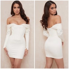 House of CB Arista Ivory Satin Corset Dress Mini dress size M