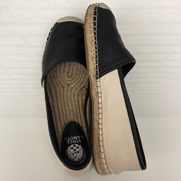 Vince Camuto Women Black Leather Espadrille Flats Size 8