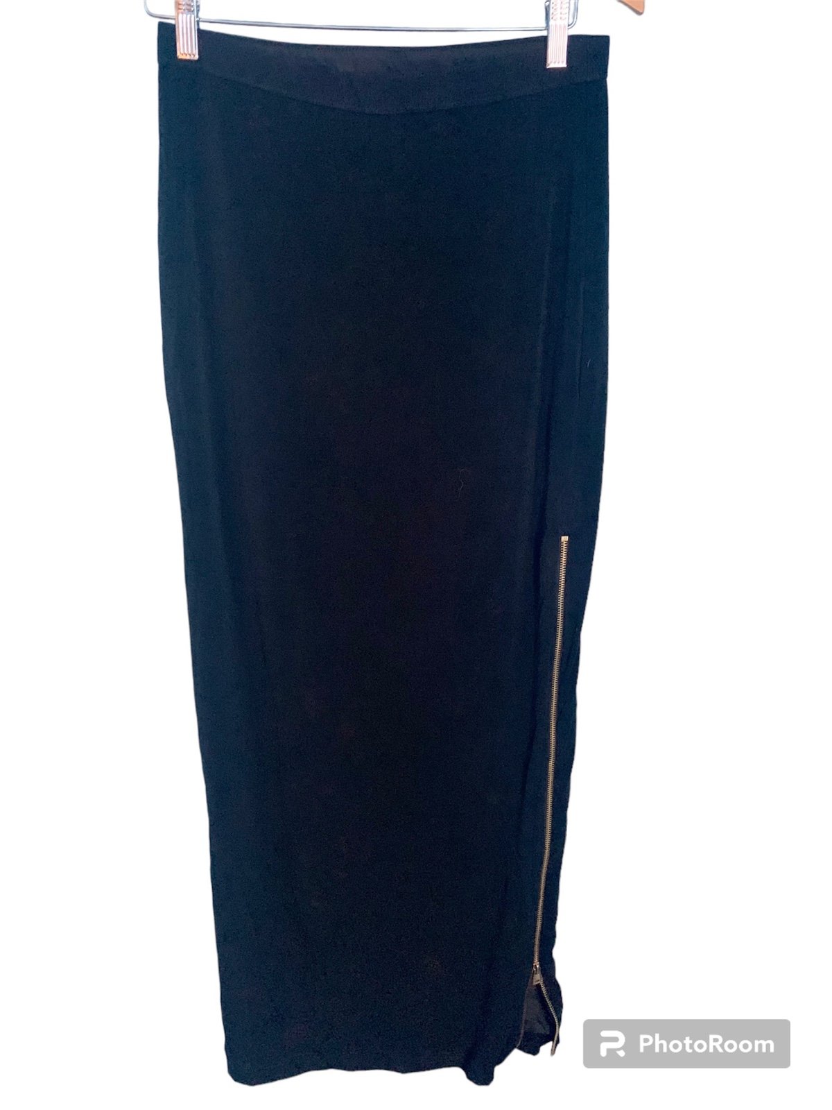 Ann Taylor Black Maxi Skirt Gold Side Zipper NWT Size S