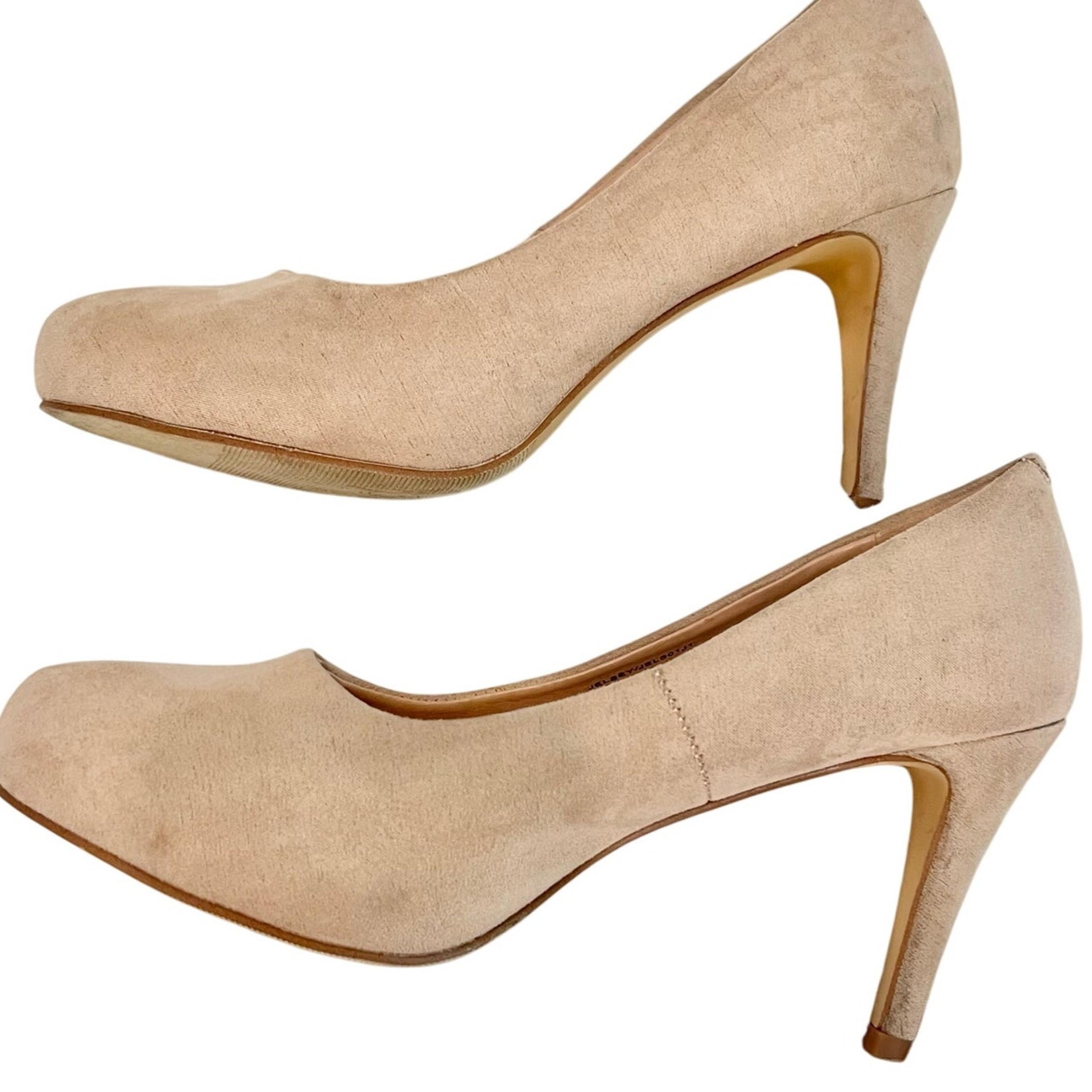 MADDEN GIRL Suede Pumps Tan Beige JELSEY Shoes Women's Size 6.5 EUC High Heel
