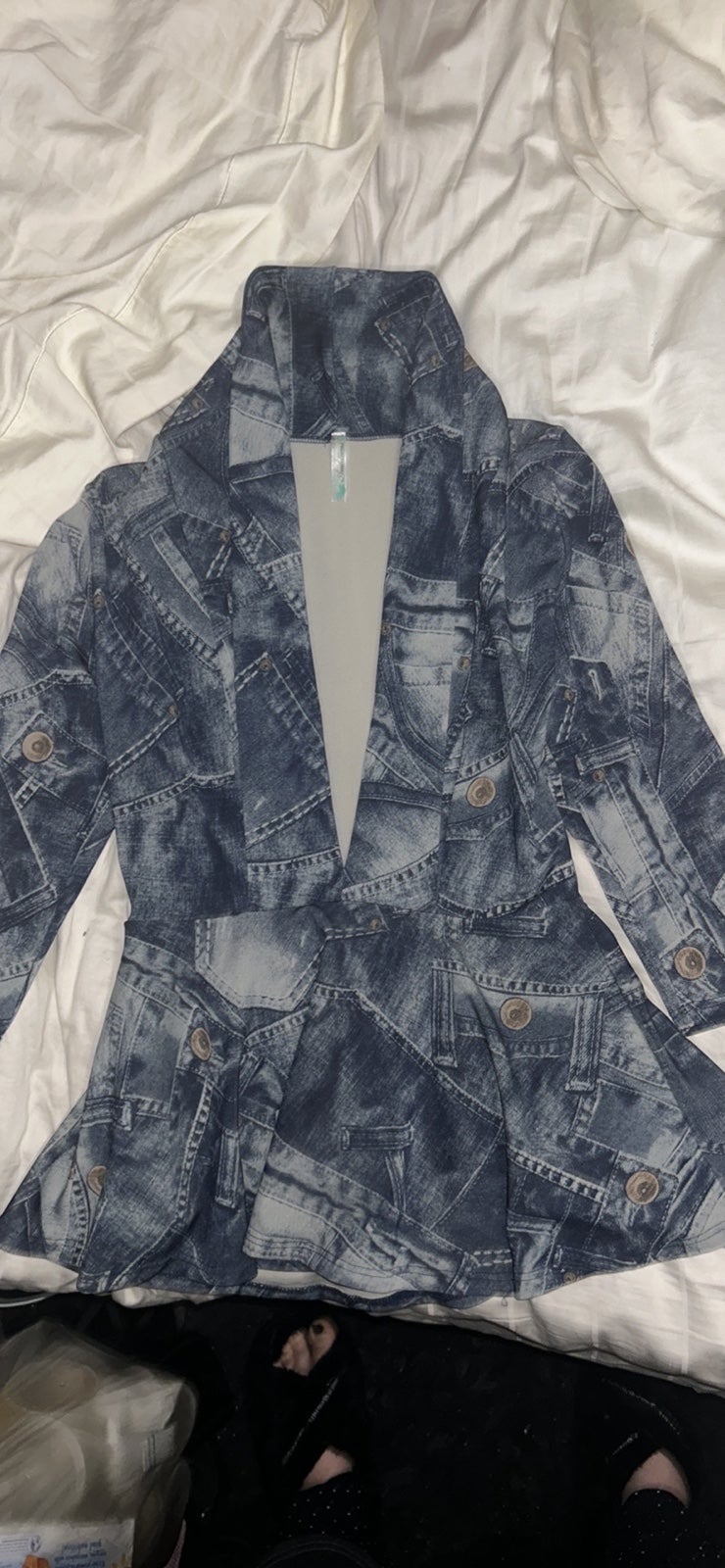 Denim Jean PRINT Blouse (Vintage & Very Rare)