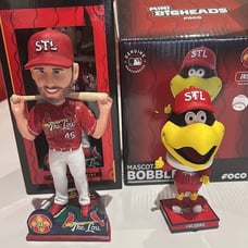 SGA Paul Goldschmidt City Connect Hobblehead & FOCO Mini Big Head Fred Bird CC