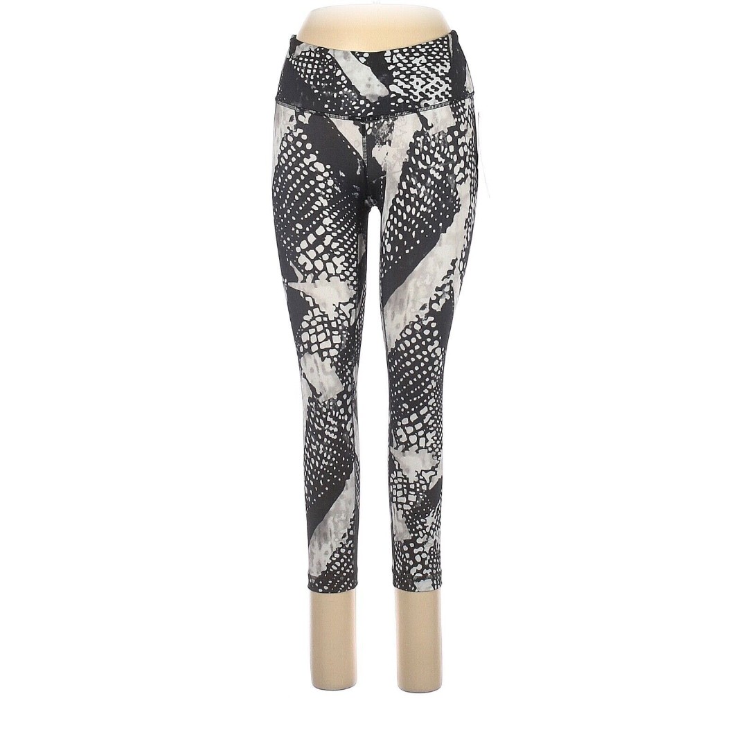 LULULEMON ATHLETICA Static Mist White Black Wunder Under Crop III Leggings- US 4