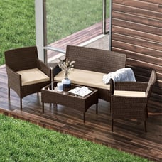 OutdoorSets RHearth & Harbor Patio Furniture Set, Outdoor Wicker 4 Piece Patio C