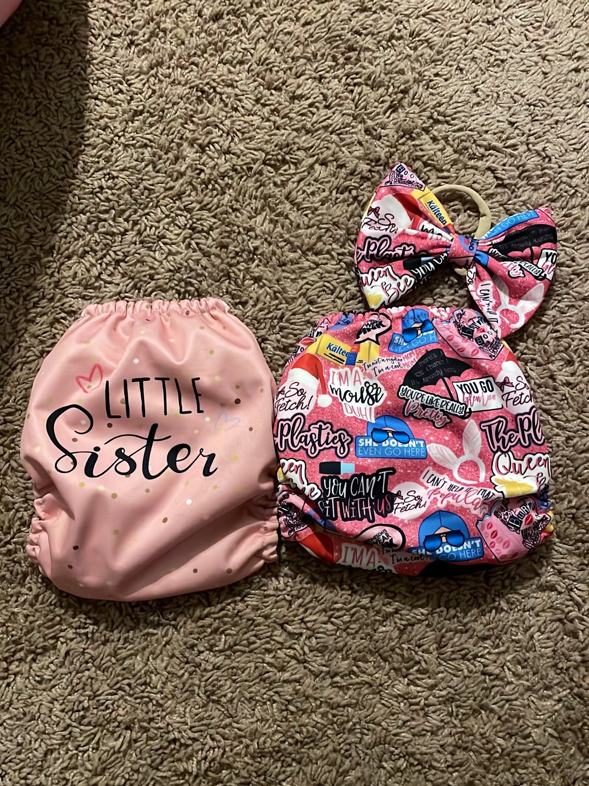 Little sister and mean girls cloth diapers