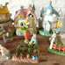 Vintage Easter Celebrations Lighted Village Porcelain Chapel Flower shop Rabbit