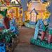 Vintage Easter Celebrations Lighted Village Porcelain Chapel Flower shop Rabbit