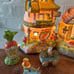 Vintage Easter Celebrations Lighted Village Porcelain Chapel Flower shop Rabbit