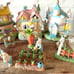 Vintage Easter Celebrations Lighted Village Porcelain Chapel Flower shop Rabbit