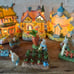 Vintage Easter Celebrations Lighted Village Porcelain Chapel Flower shop Rabbit