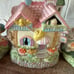 Vintage Easter Celebrations Lighted Village Porcelain Chapel Flower shop Rabbit