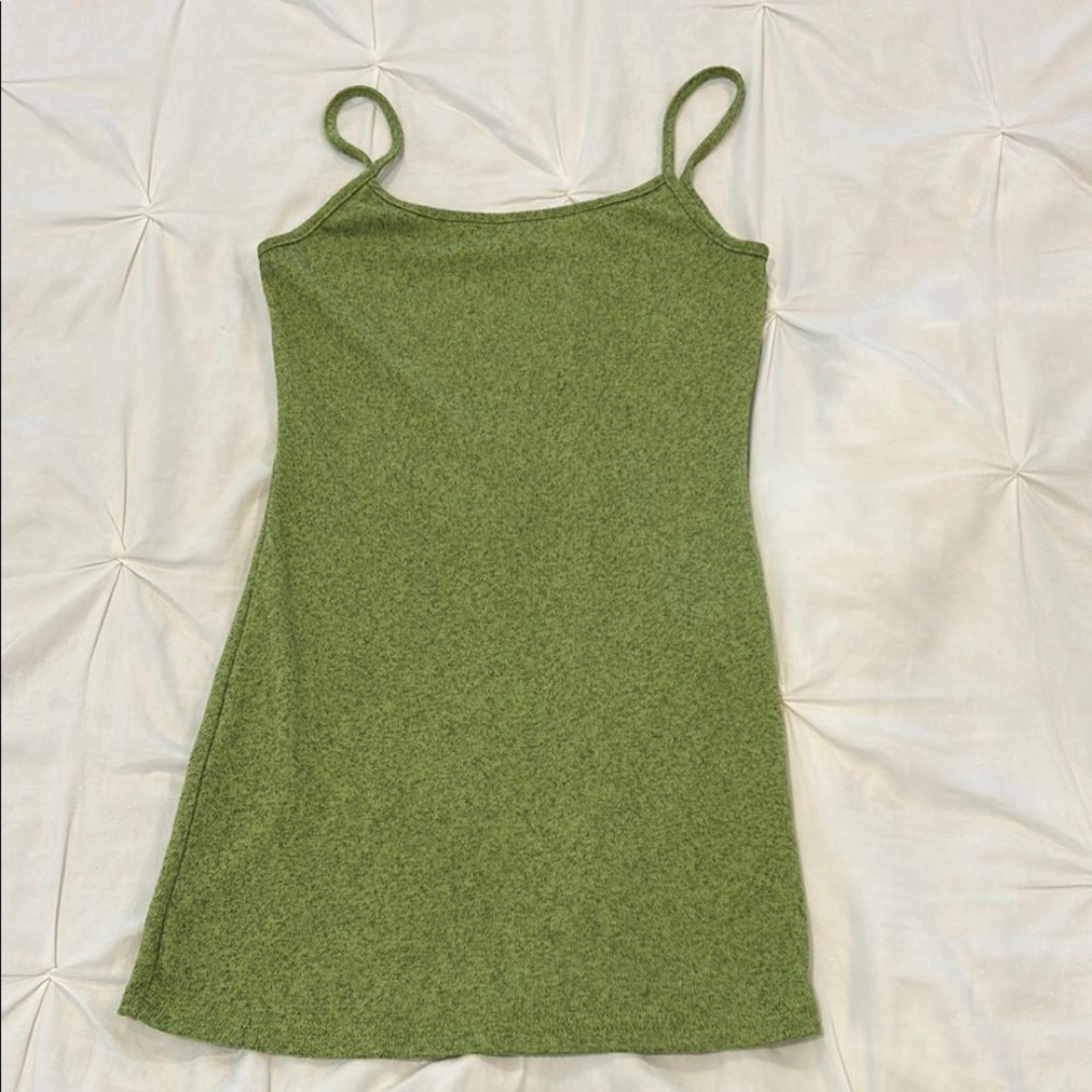 Shein Women's Green Marled Spaghetti Strap Knit Bodycon Mini Dress Size XS