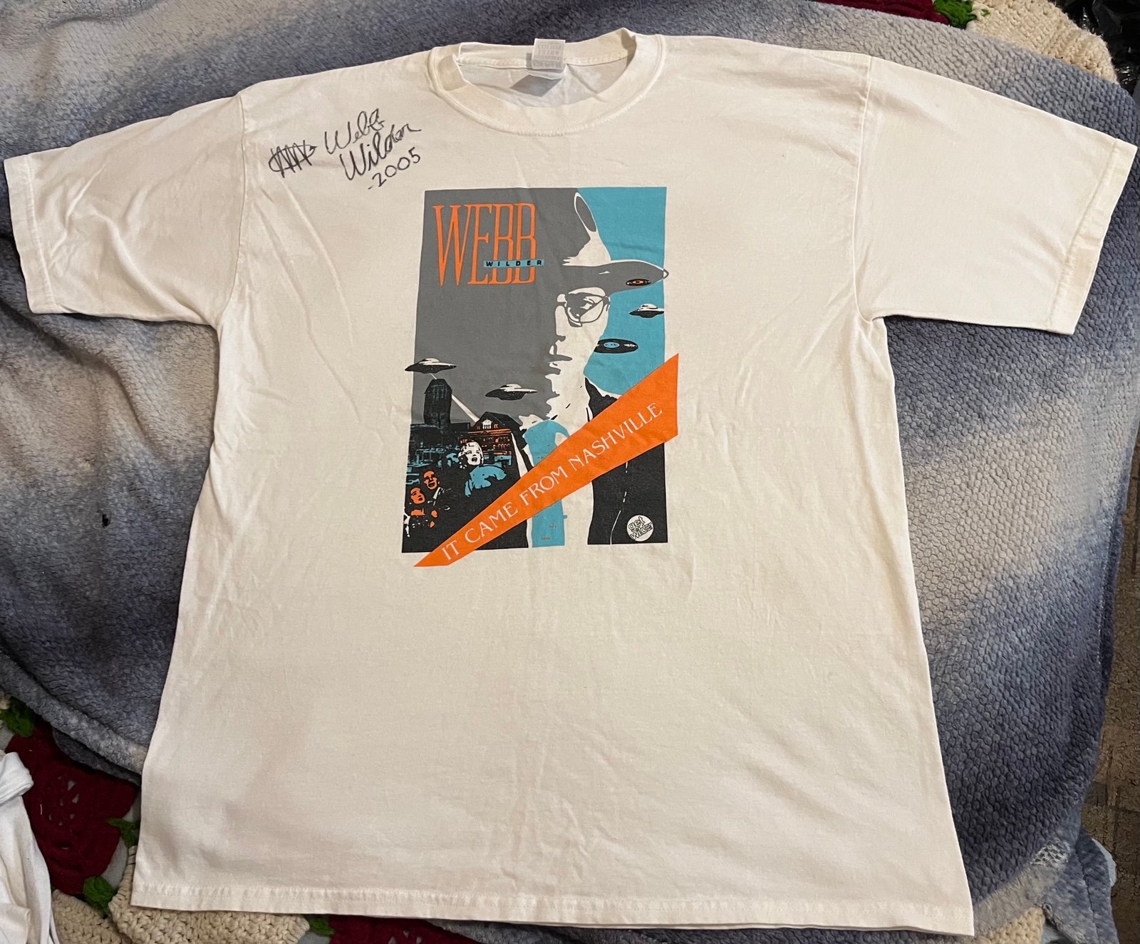 SIGNED Vintage 90s Webb Wilder It Came from Nashville Shirt Country Surf Rock