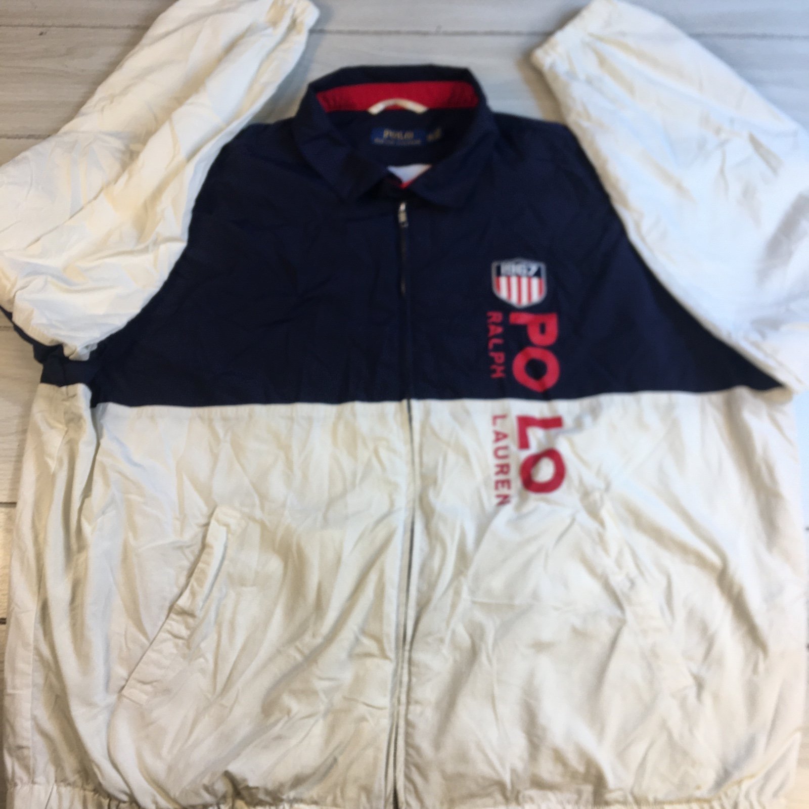 Polo Ralph Lauren XXL Navy Snow Beach Stadium 1967 Olympic Windbreaker Jacket