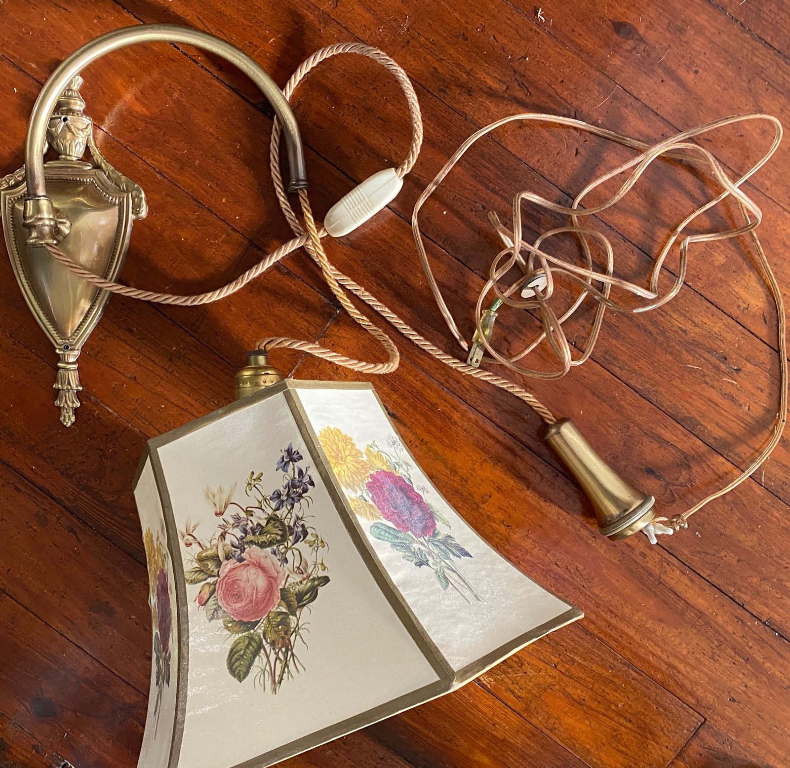 Vintage Colonial Premier Brass Hanging Sconce Light Lamp