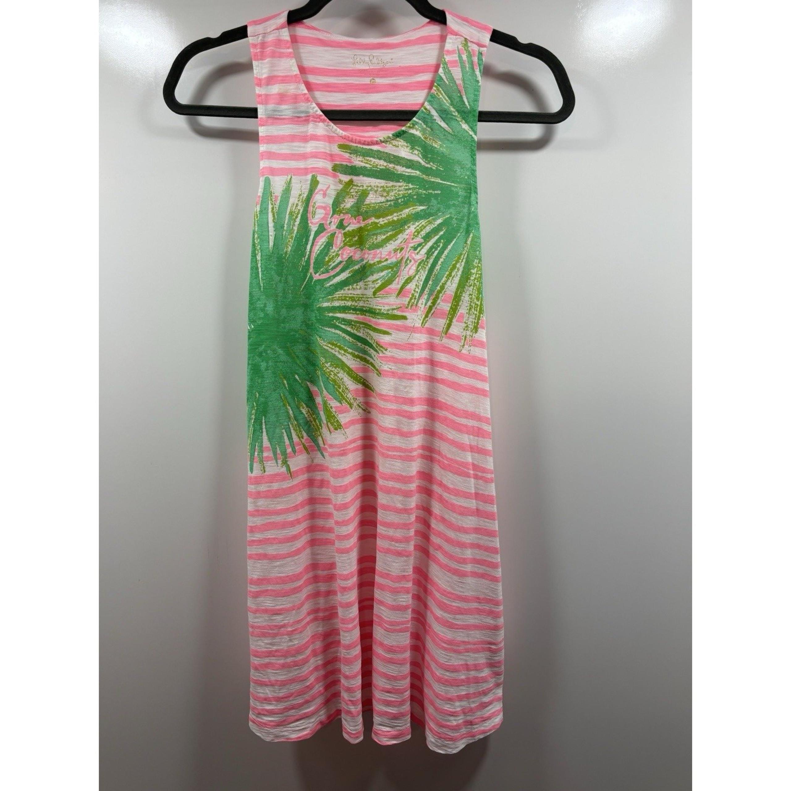 Lilly Pulitzer Gone Coconuts Cover Up Dress Women's XS Coral Reef Cotton