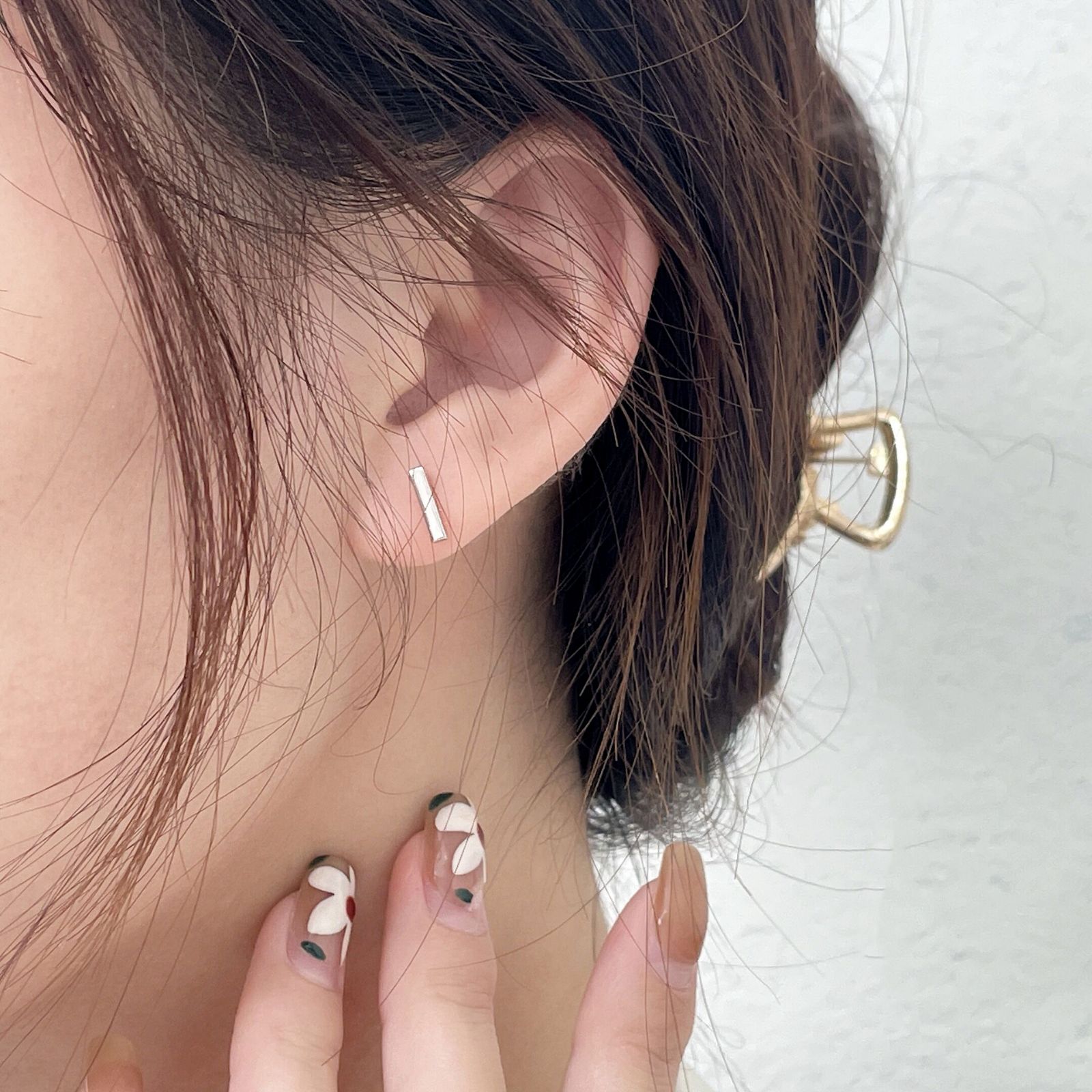 Geometric square earrings female summer niche design sense of simple temperament