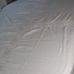 Vintage White Damask Tablecloth with Hand Crochet Insets 60 x 58 Estate Sale