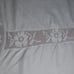 Vintage White Damask Tablecloth with Hand Crochet Insets 60 x 58 Estate Sale