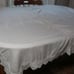 Vintage White Damask Tablecloth with Hand Crochet Insets 60 x 58 Estate Sale