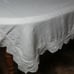 Vintage White Damask Tablecloth with Hand Crochet Insets 60 x 58 Estate Sale