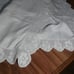 Vintage White Damask Tablecloth with Hand Crochet Insets 60 x 58 Estate Sale