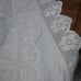 Vintage White Damask Tablecloth with Hand Crochet Insets 60 x 58 Estate Sale