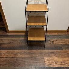 Longaberger Wrought Iron Bin Stand w/Warm Brown Shelves.