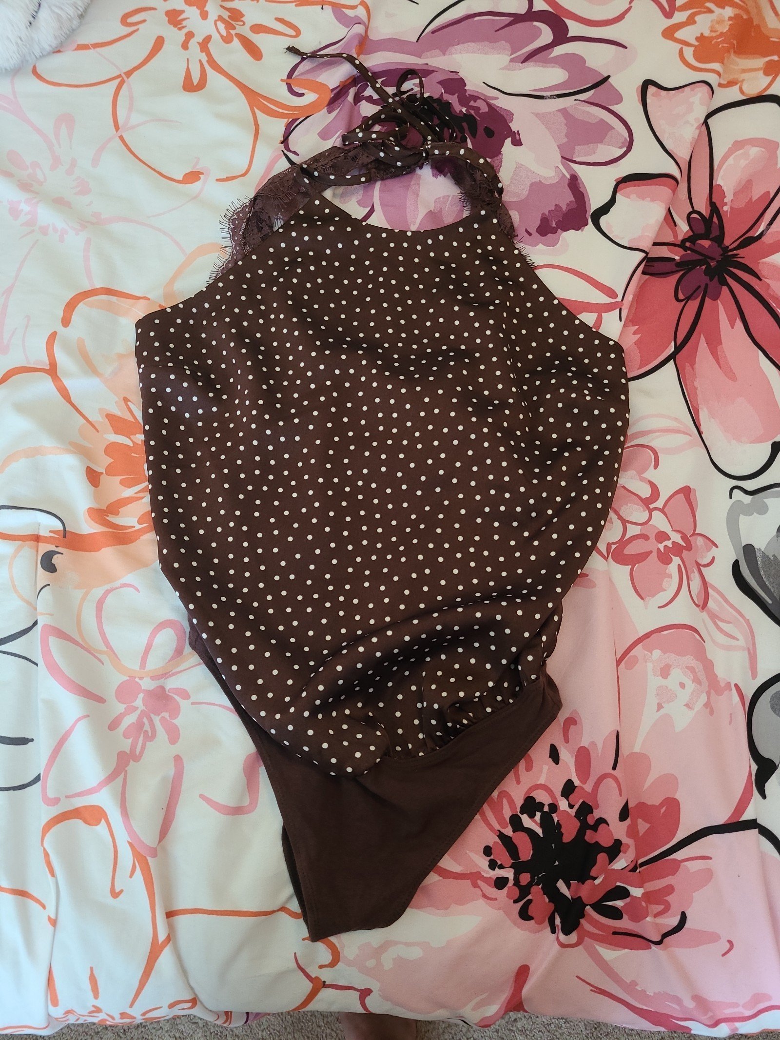 Abercrombie and Fitch Brown Polka Dot Bodysuit Size Small NWT