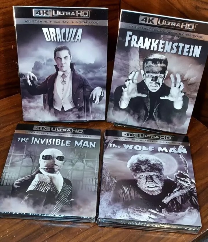 Dracula/Frankenstein/Invisible Man/Wolf Man (4K) w/Slipcovers-NEW-Free Shipping!