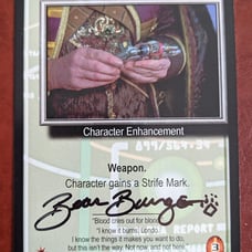 Babylon 5 CCG Precedence Concealed Weapon card Signed by Prop Maker Bear Burge