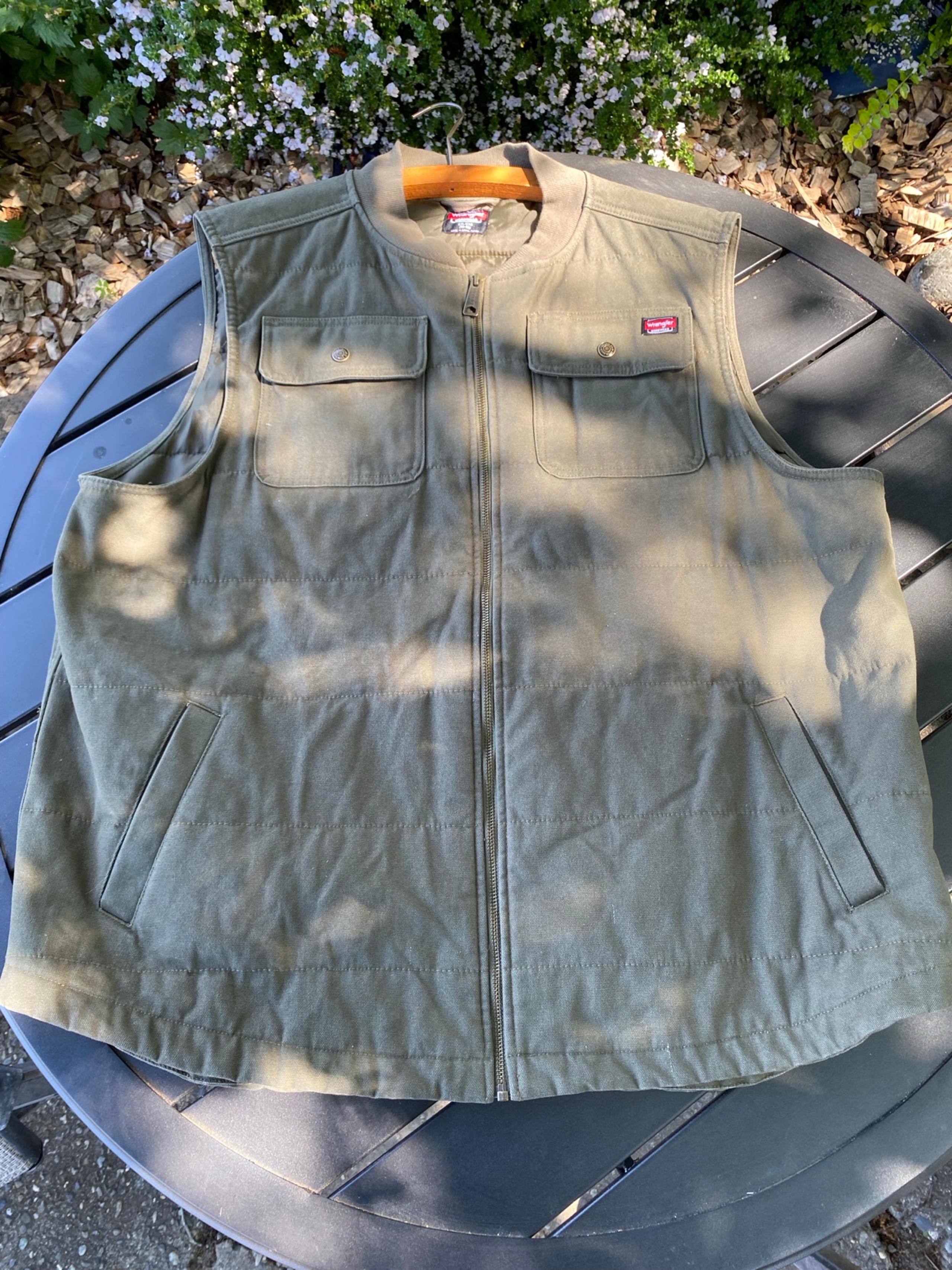 Men’s XXL Wrangler Workwear Green Duck Canvas Work Vest