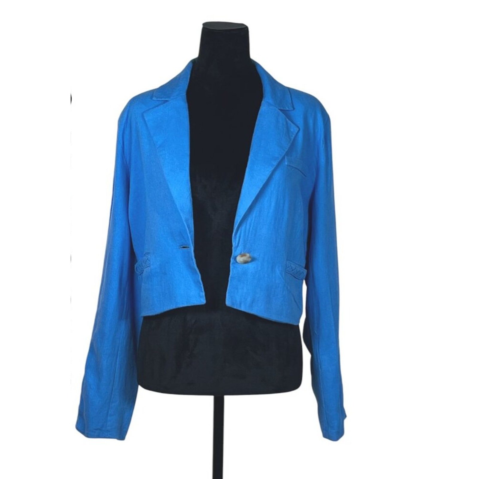 Jason Wu Royal Blue Linen Blend Jacket Size Medium