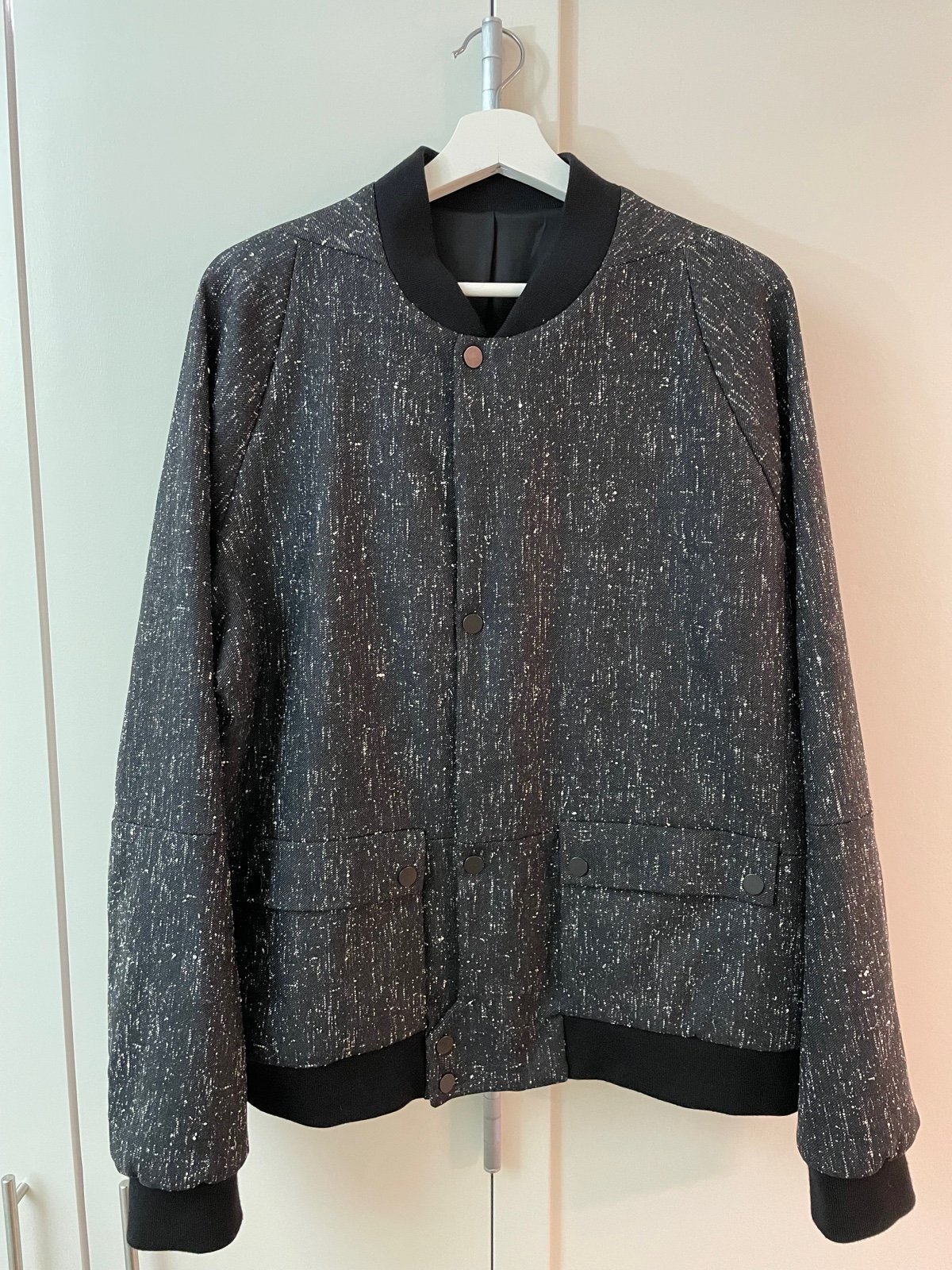 Balenciaga Black Bomber Jacket with White Stitchings