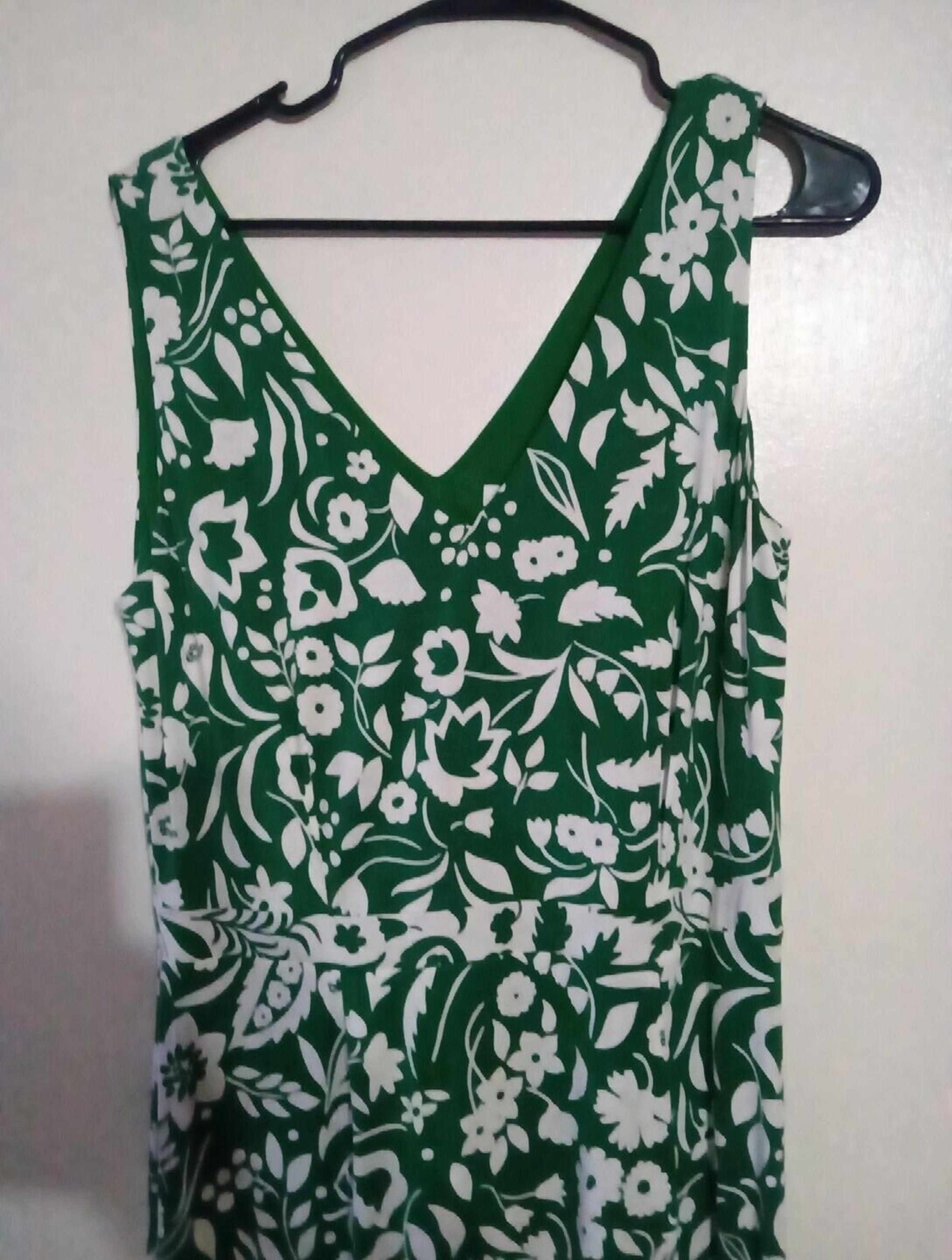 Boden Green and white floral print sleeveless dress size 12R