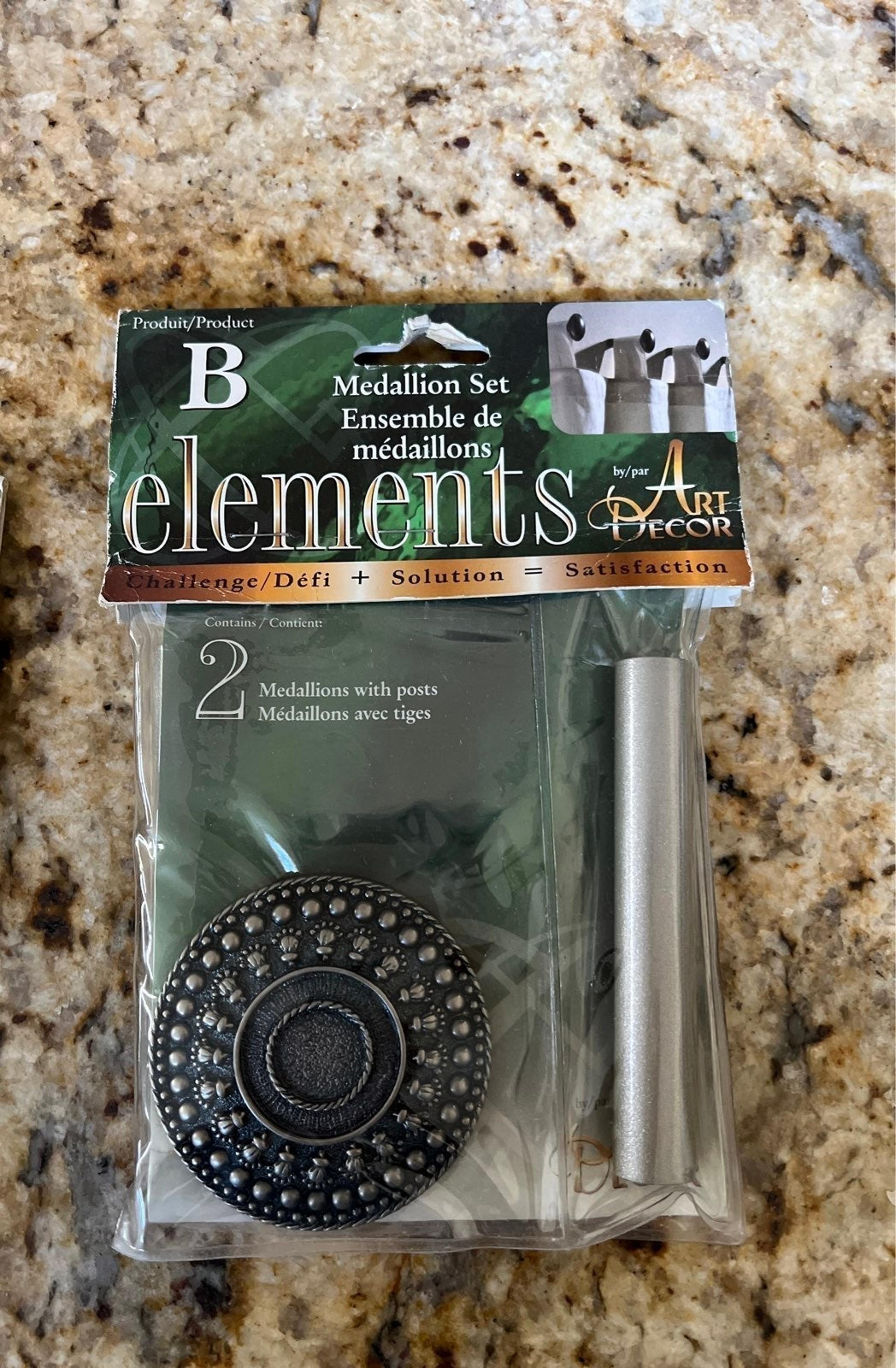 Drapery Rod 5 Sets - Medallion - New - Pewter Metal