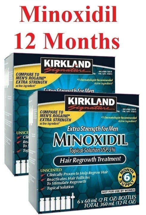 12 Month Kirkland 5% Minoxidil Hair Loss Regrowth Solution FREE Shipping