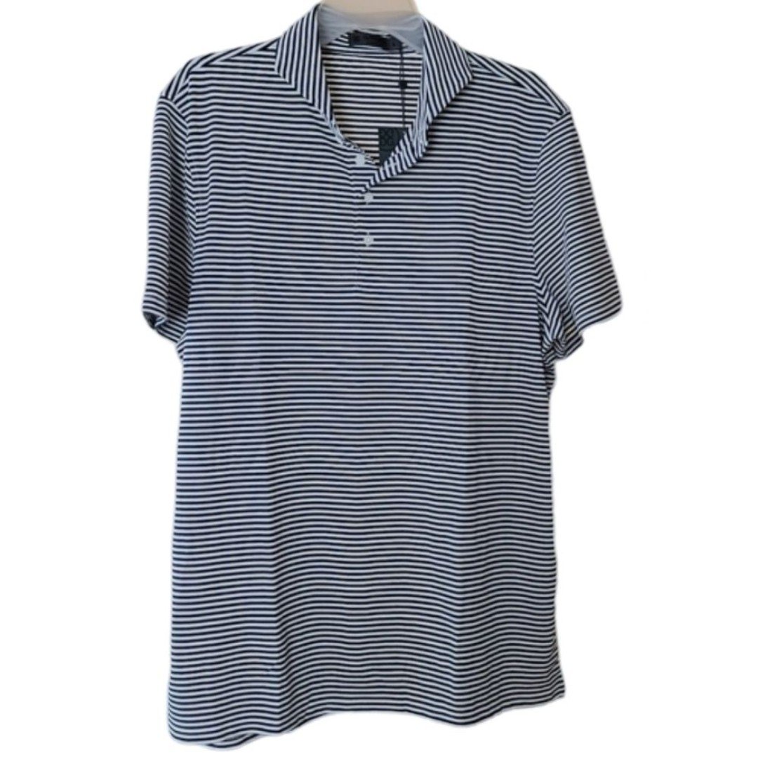 G/Fore NWT Men's Large Black and White Striped Polo Shirt