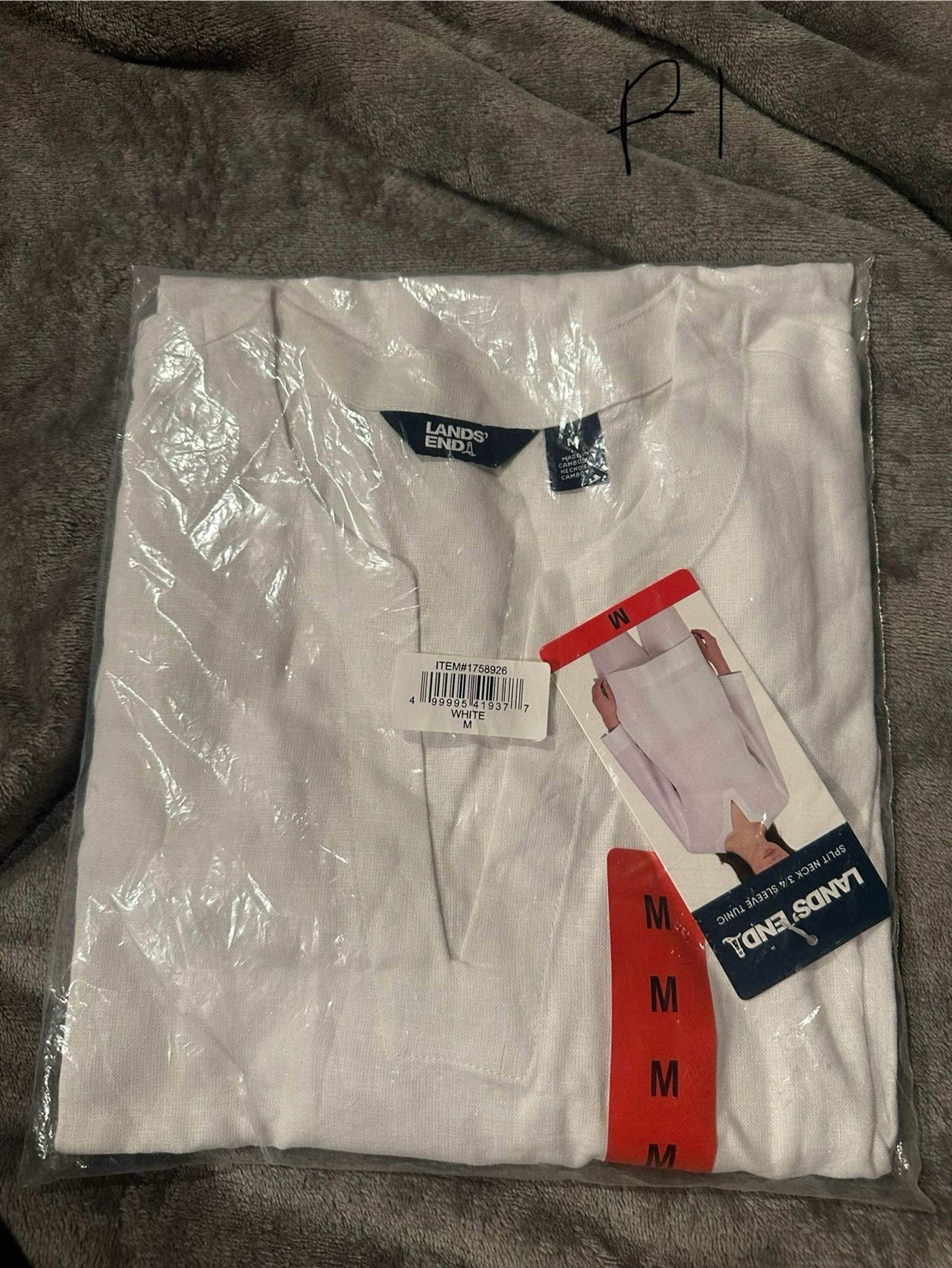 Lands' End Women's White Blouse sz m nwt