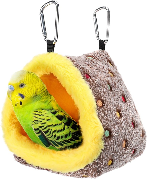 Small Warm Bird Nest House - Cozy Bird Bed for Cage with Mat, Hanging Hammock