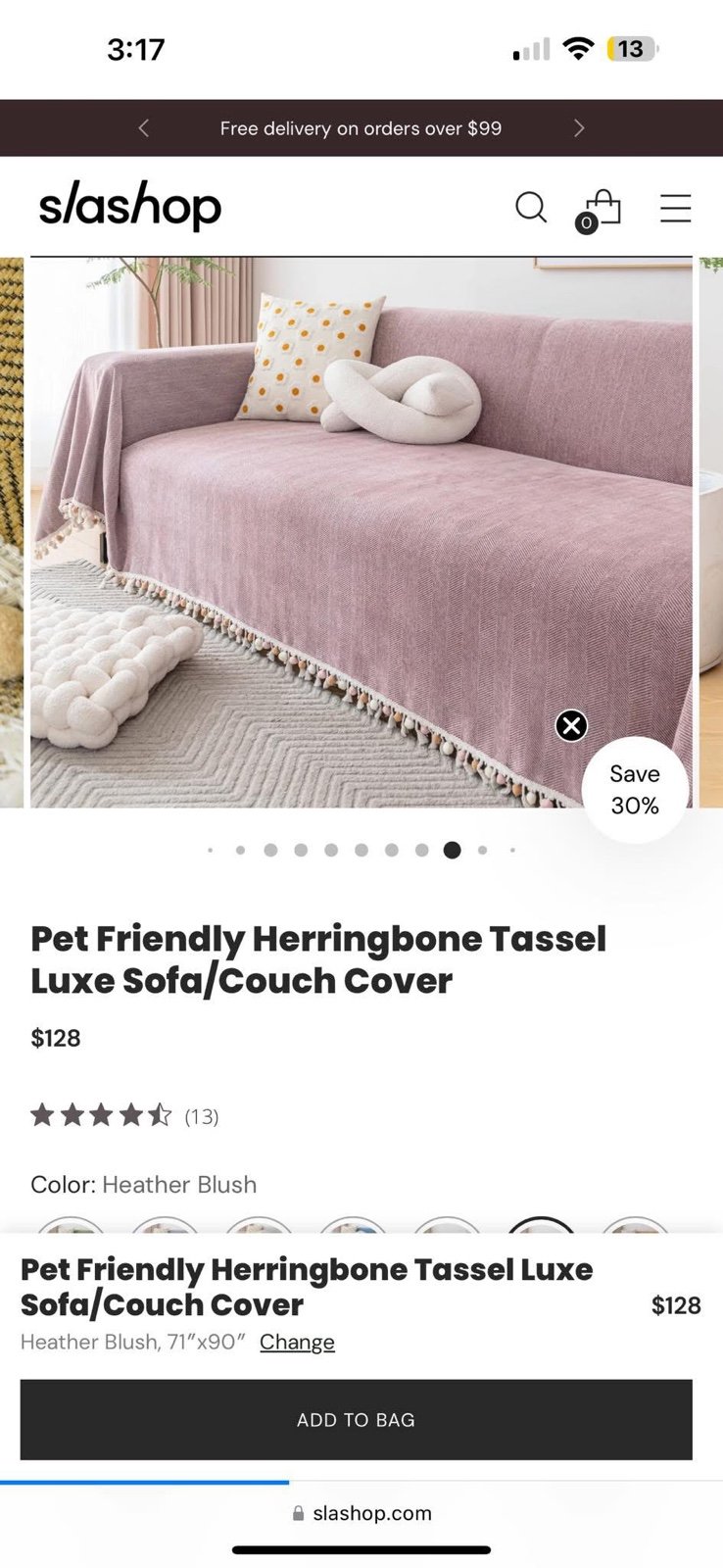Slashop Pet Friendly Herringbone Tassel Luxe Sofa/Couch Cover