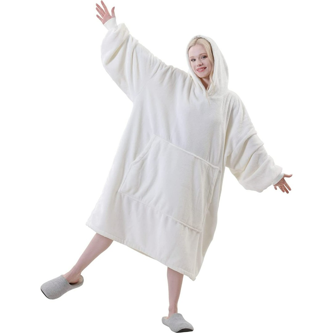 Easy-Going Wearable Blankets Hoodie for Women and Men New Ivory