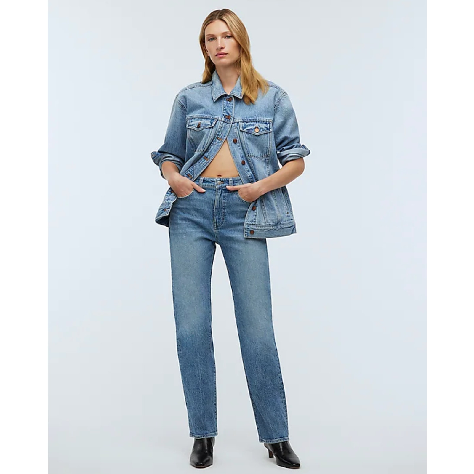 NEW Madewell The Petite 90s Straight Jean Rondell Wash Crease Relaxed US 23 P